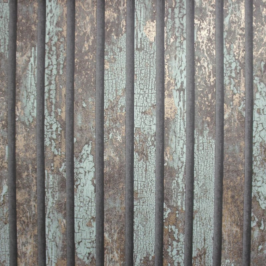 Carbon Oxidize Stripe Metallic Wallpaper - Teal - Crown - M1750 - Premier Wallcovering