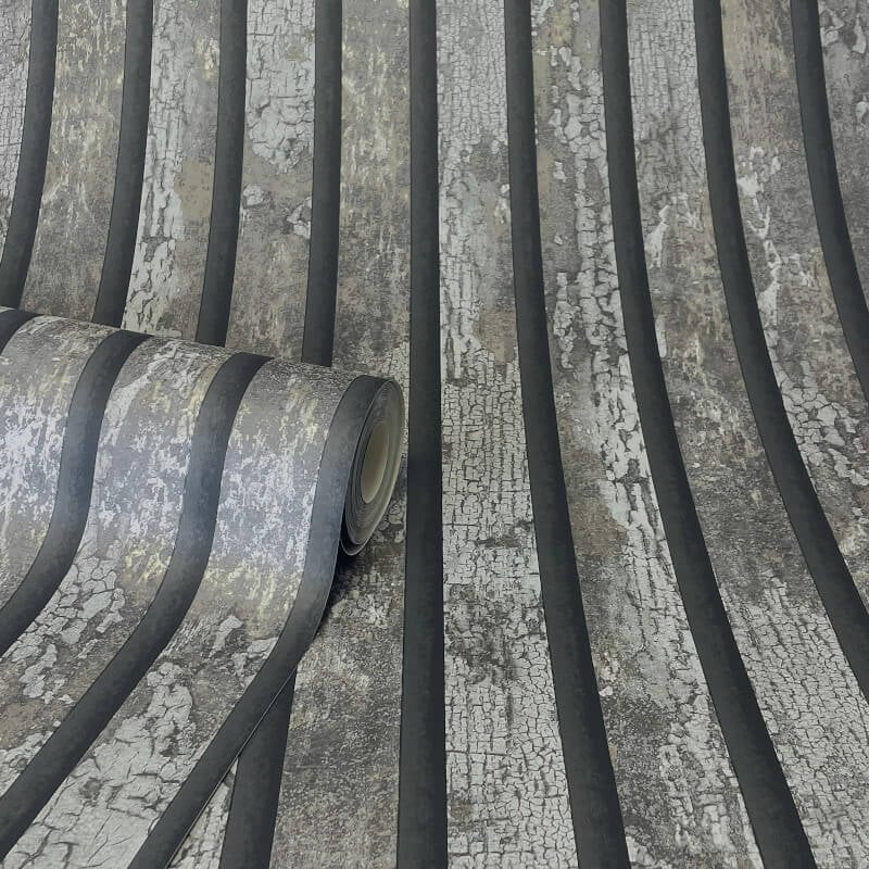 Carbon Oxidize Stripe Metallic Wallpaper - Grey - Crown - M1751 - Premier Wallcovering