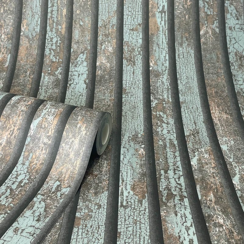 Carbon Oxidize Stripe Metallic Wallpaper - Teal - Crown - M1750 - Premier Wallcovering