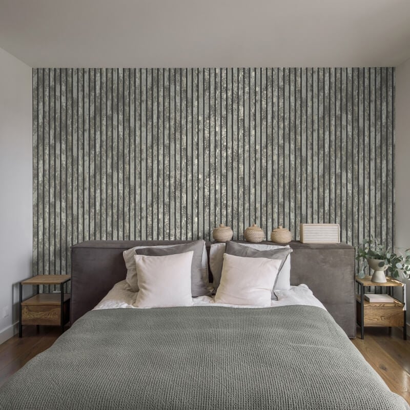 Carbon Oxidize Stripe Metallic Wallpaper - Grey - Crown - M1751 - Premier Wallcovering