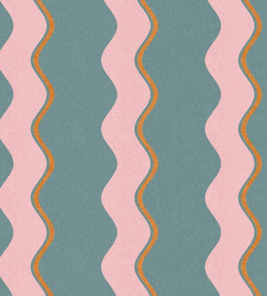 Cari Wave Fabric - Marine Blue - Woodchip & Magnolia - WMF - 462 - 06LD - Premier Wallcovering