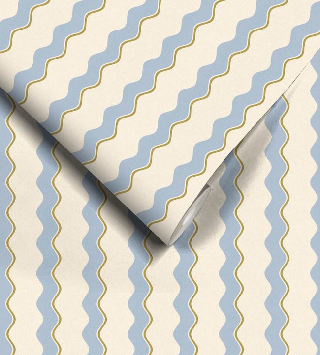 Cari Wave Wallpaper - Sky Blue Pebble - Woodchip & Magnolia - WM - 462 - 03R - Premier Wallcovering