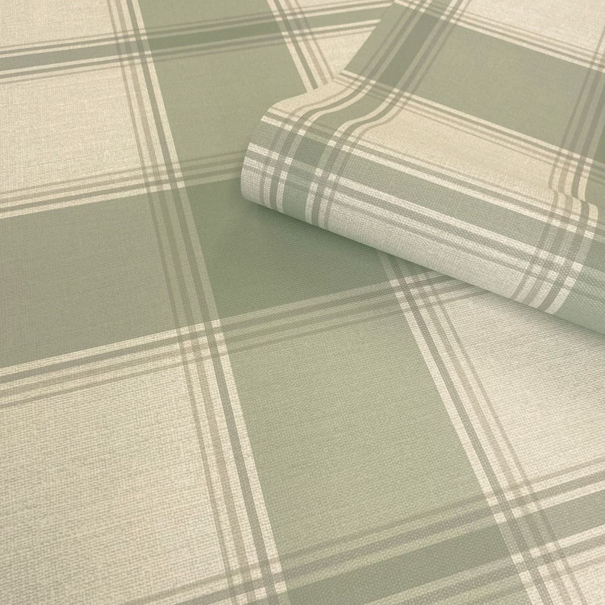 Carmella Check Textured Vinyl Wallpaper - Green - Belgravia - 7159 - Premier Wallcovering