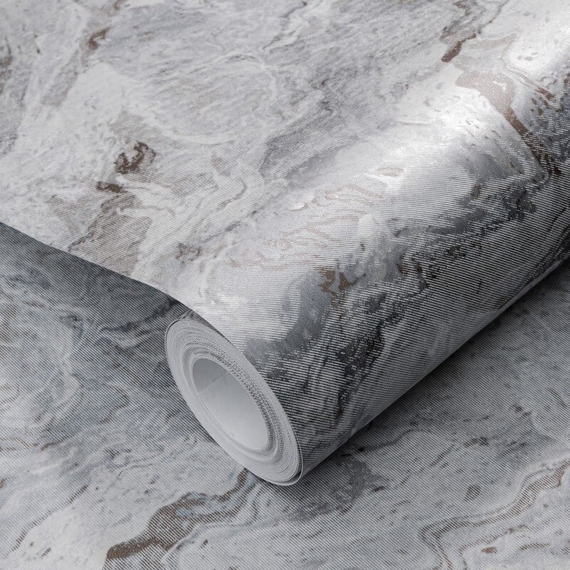 Carrara Marble Metallic Wallpaper - Silver/Grey - Erismann - 10318 - 47 - Premier Wallcovering