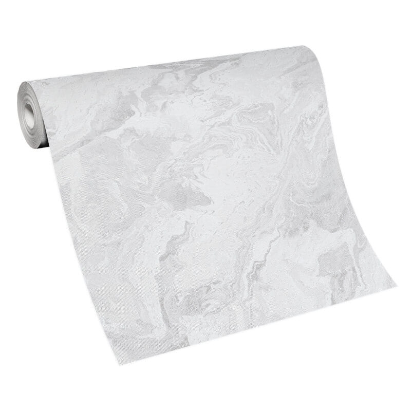 Carrara Marble Metallic Wallpaper - White - Erismann - 10318 - 14 - Premier Wallcovering
