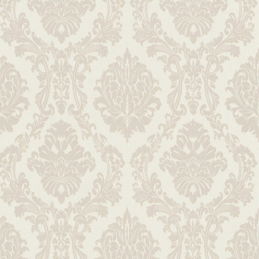 Carre Damask Metallic Wallpaper - Cream - Erismann - 10288 - 02 - Premier Wallcovering