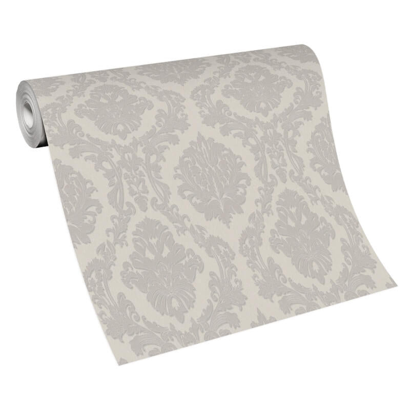 Carre Damask Metallic Wallpaper - Grey - Erismann - 10288 - 37 - Premier Wallcovering