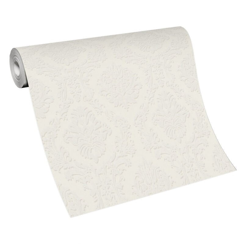Carre Damask Metallic Wallpaper - Light Cream - Erismann - 10288 - 14 - Premier Wallcovering