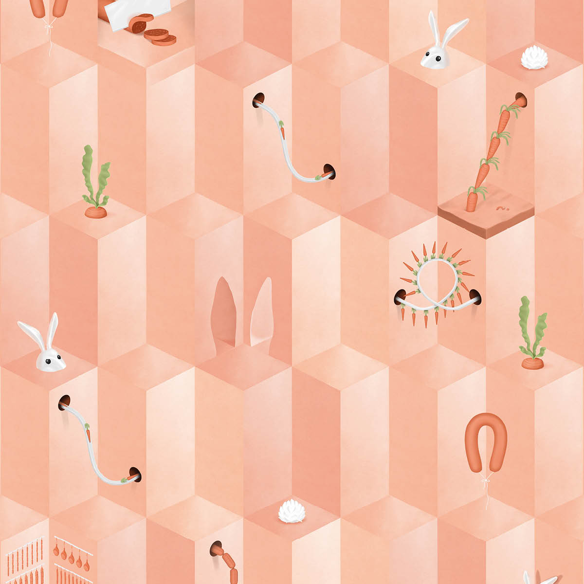 Carrot Wall Mural - Pink - NLXL - SUZ - 01 - Premier Wallcovering