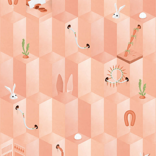 Carrot Wall Mural - Pink - NLXL - SUZ - 01 - Premier Wallcovering
