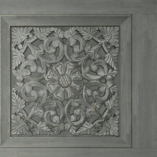 Carved Panel Wallpaper - Gunmetal - Fine Décor - FD43274 - Premier Wallcovering