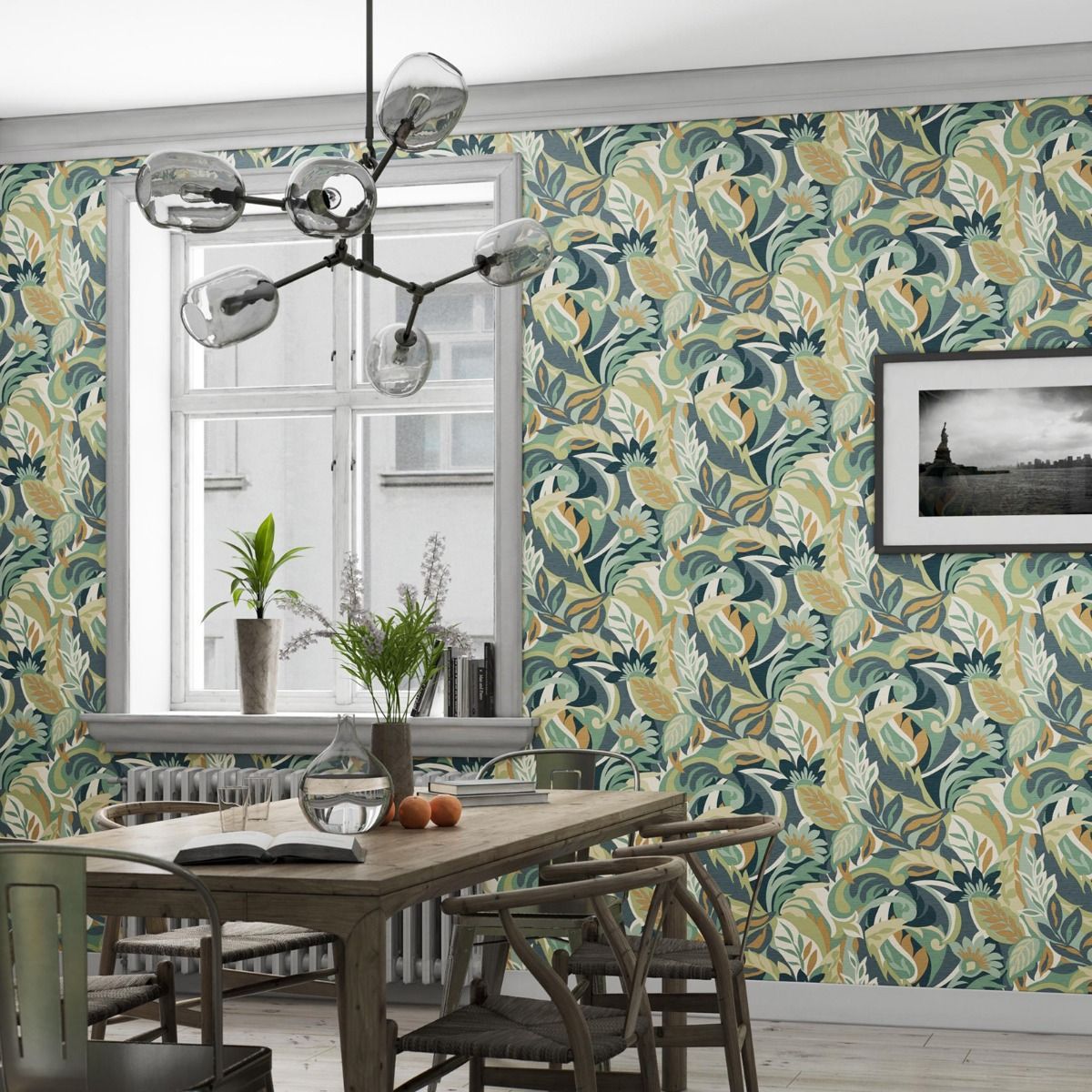 Casa Leaf Wallpaper - Green - Belgravia - 5900 - Premier Wallcovering
