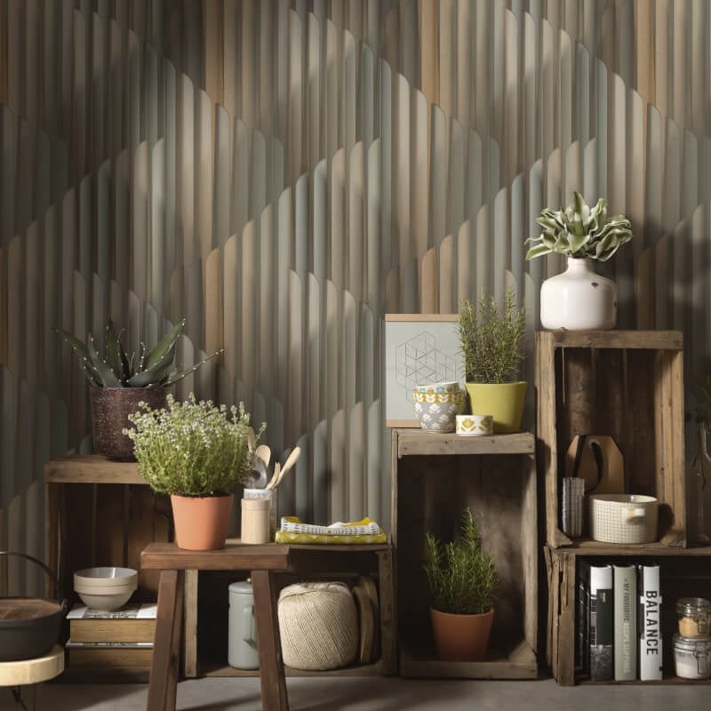 Cascade Vertical Geometric Metallic Wallpaper - Dark Gold - Erismann - 10471 - 15 - Premier Wallcovering