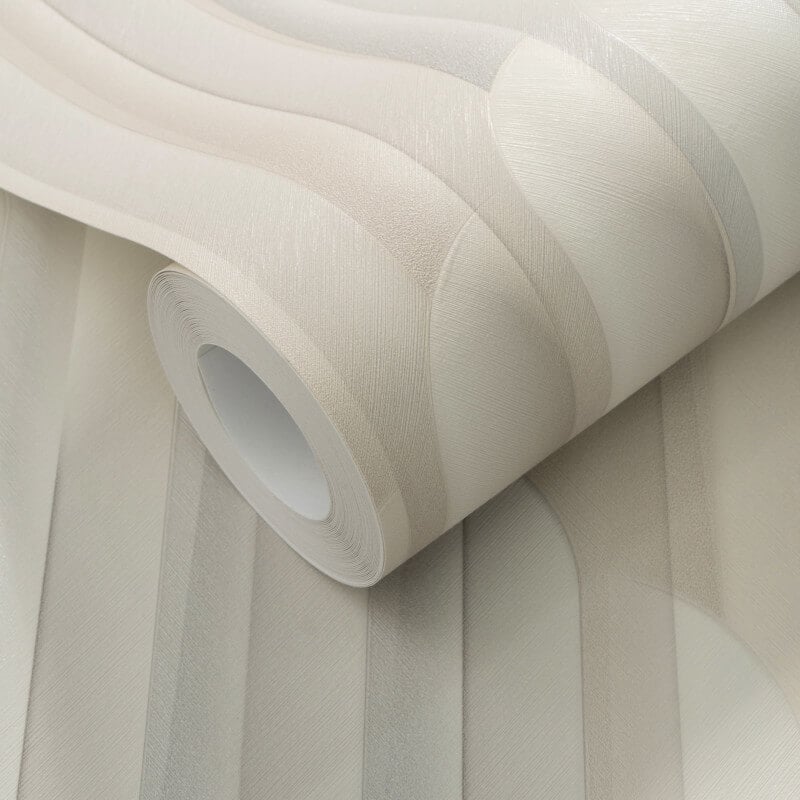 Cascade Vertical Geometric Metallic Wallpaper - Cream/Grey - Erismann - 10471 - 31 - Premier Wallcovering