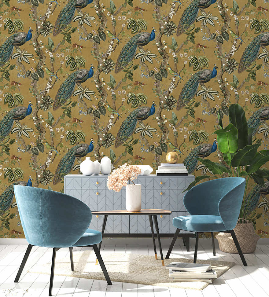 Cassia Wallpaper - Ochre - Holden Décor - 91743 - Premier Wallcovering