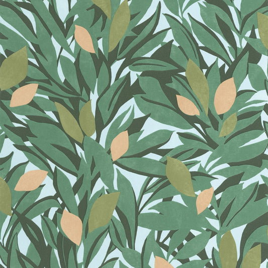 Cassis Wallpaper - Vert mousse orange - Caselio - 105457331 - Premier Wallcovering