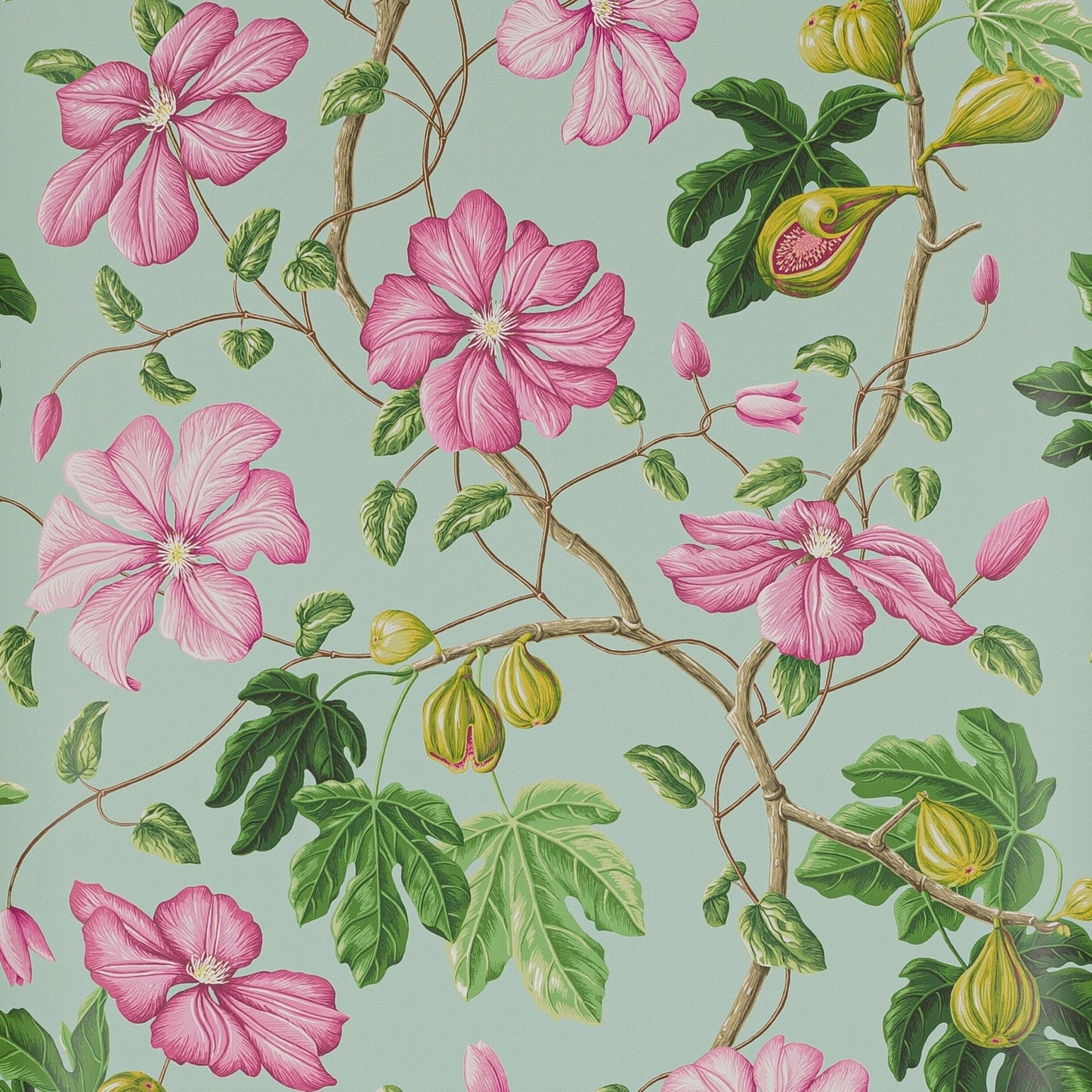 Castellane Wallpaper - Rose/Aqua - Manuel Canovas - 03110-02 - Premier Wallcovering