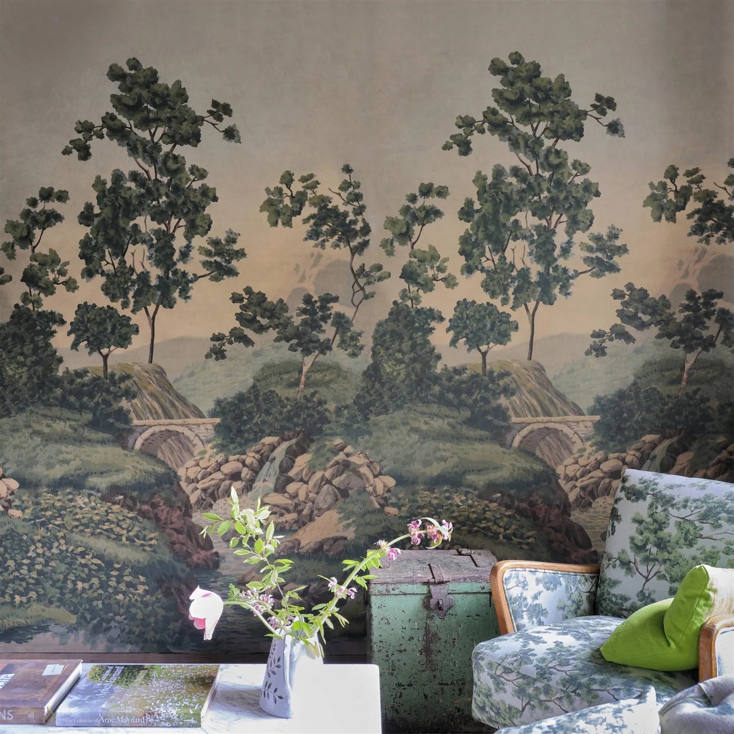 Castle Scene 2 Wallpaper - Forest - John Derian - PJD6012/01 - Premier Wallcovering