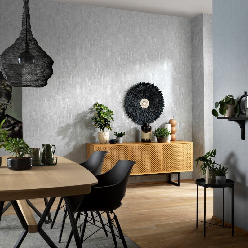 Casual Chic Industrial Texture Metallic Wallpaper - Grey - Erismann - 10273 - 31 - Premier Wallcovering