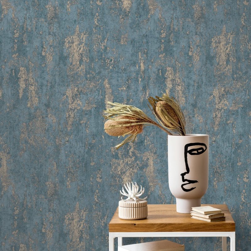 Casual Chic Industrial Texture Metallic Wallpaper - Blue - Erismann - 10273 - 08 - Premier Wallcovering