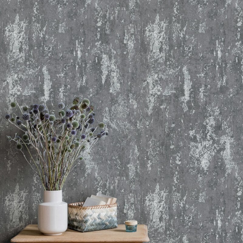 Casual Chic Industrial Texture Metallic Wallpaper - Dark Grey - Erismann - 10273 - 10 - Premier Wallcovering