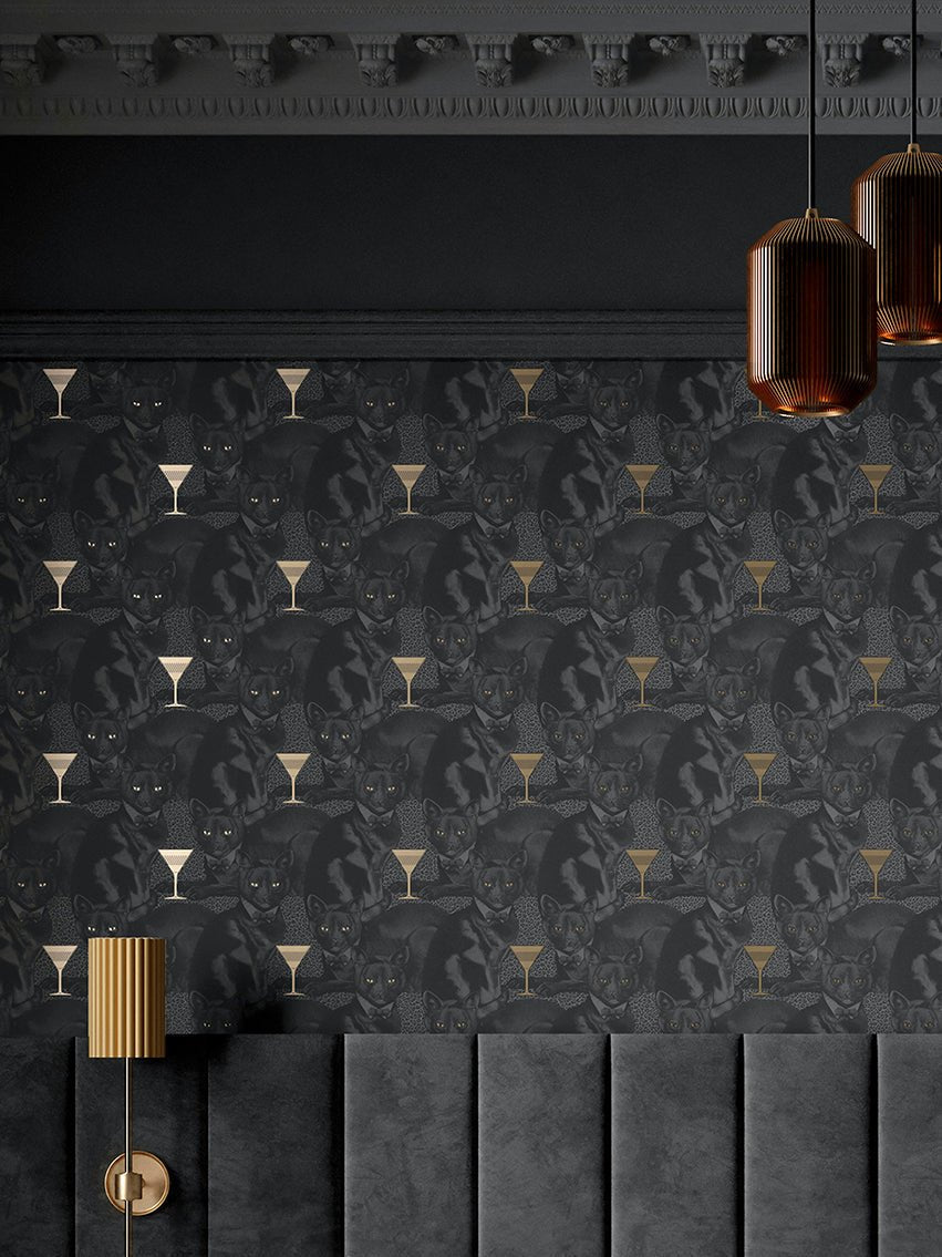 Cat-titude Wallpaper - Savage Shade - Divine Savages - DVS078-CAT-SHADY-WR - Premier Wallcovering