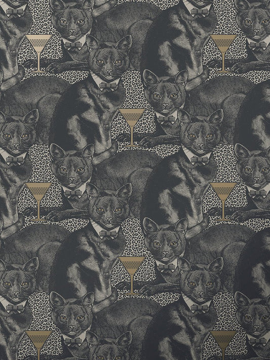 Cat-titude Wallpaper - Divine Gold - Divine Savages - DVS075-CAT-GOLD-WR - Premier Wallcovering