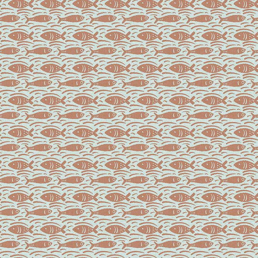 Catch of the Day Wallpaper - Autumn Spice on Duck Egg - LAN100293 - Lucie Annabel - Premier Wallcovering
