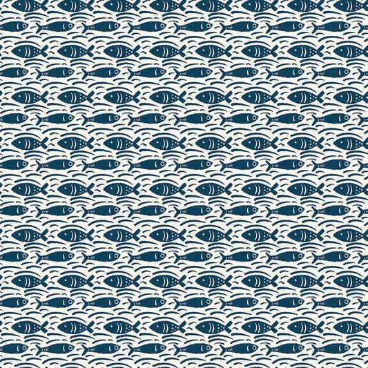 Catch of the Day Wallpaper - Classic Navy - LAN100296 - Lucie Annabel - Premier Wallcovering