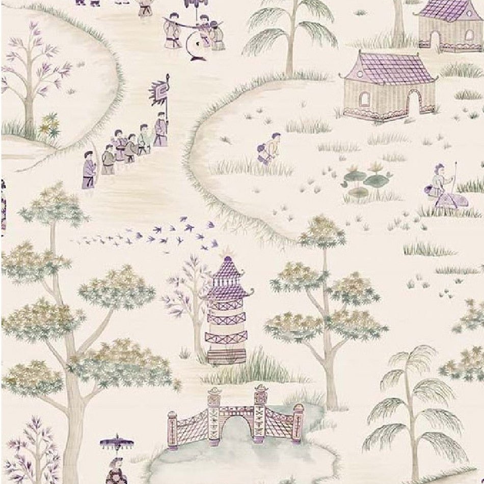 Cathay Parade Wallpaper - Brown/Gold/Red - Nina Campbell - NCW4180-02 - Premier Wallcovering