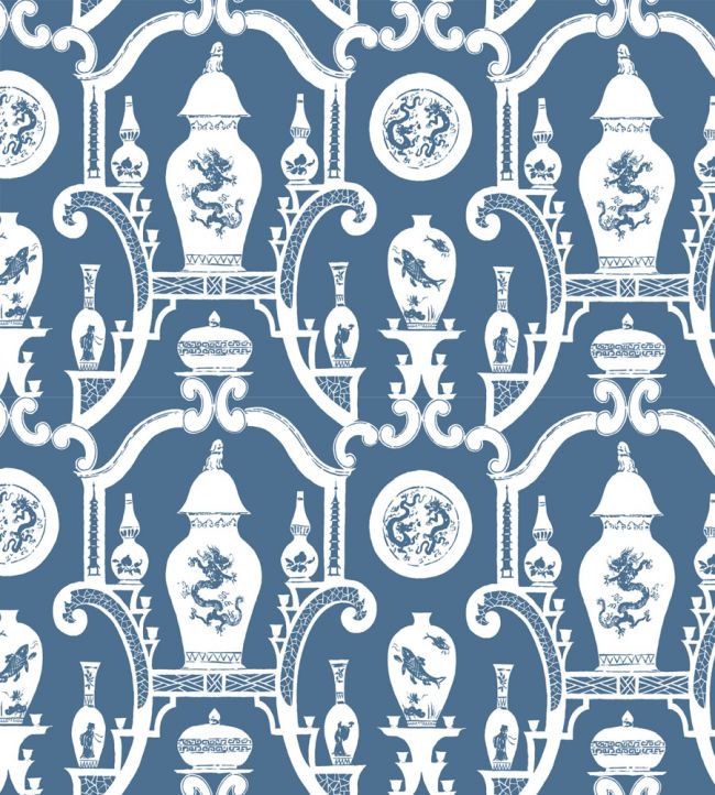 Cathay Wallpaper - Indigo - Madeaux - W1300 - 07 - Premier Wallcovering