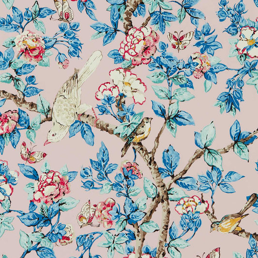 Caverley Wallpaper - Rose/French Blue - DOSW217035 - Sanderson - Premier Wallcovering