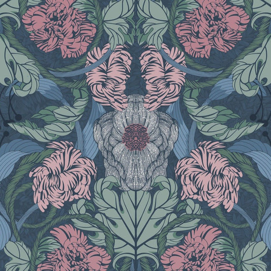 Cecilia Wallpaper - Ink - Summer Gray - Premier Wallcovering