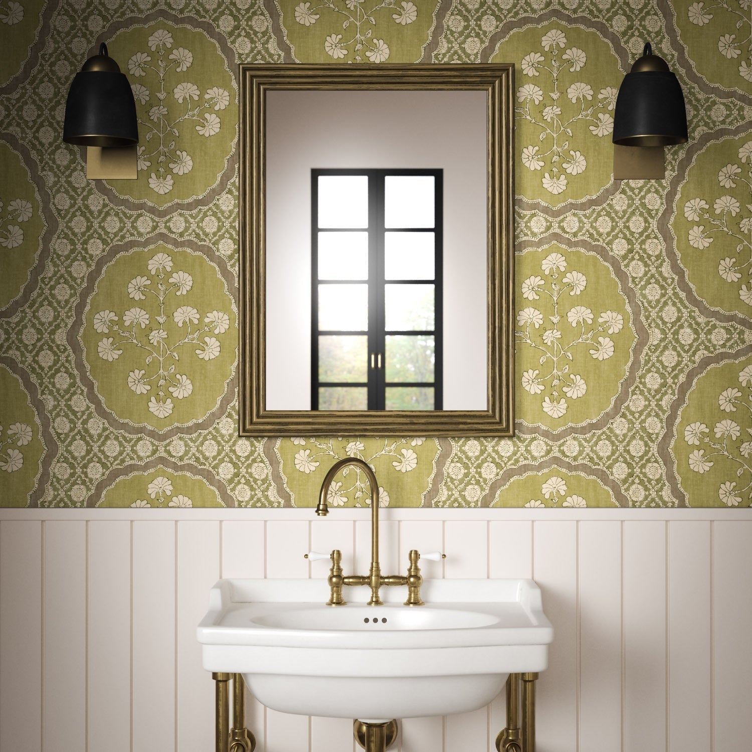Celeste Wallpaper - Olive - Warner House - Premier Wallcovering