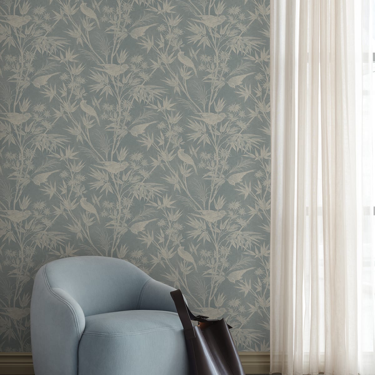 Celeste Wallpaper - Misty Blue - Sandberg - S10623 - Premier Wallcovering