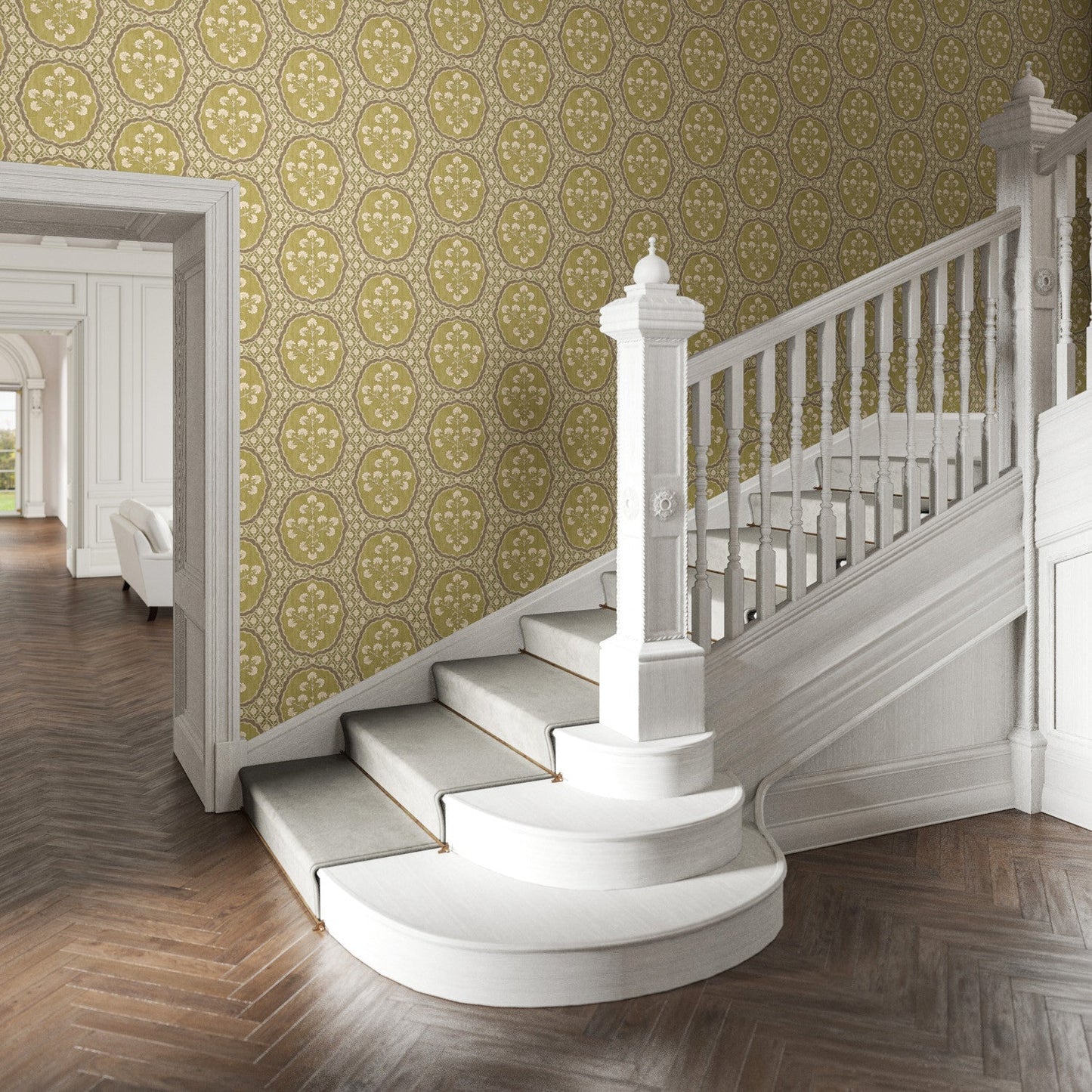 Celeste Wallpaper - Olive - Warner House - Premier Wallcovering