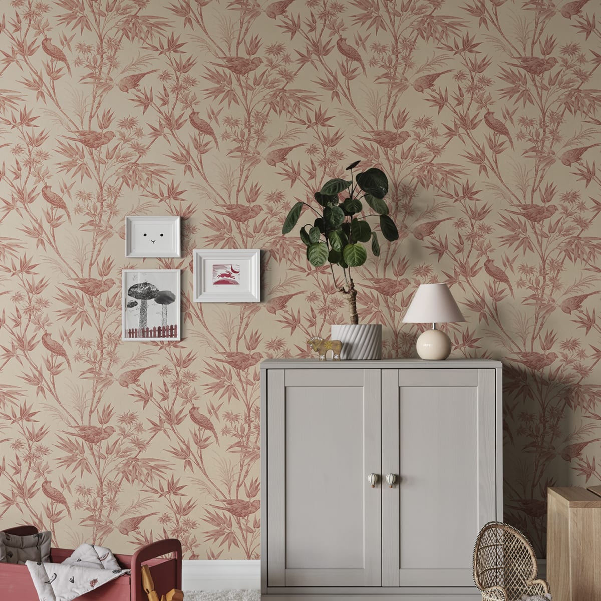 Celeste Wallpaper - Red - Sandberg - S10620 - Premier Wallcovering