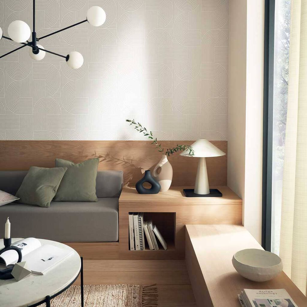 Centra Wallpaper - White - Graham & Brown - 118042 - Premier Wallcovering