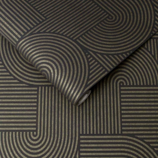 Centra Wallpaper - Black - Graham & Brown - 118040 - Premier Wallcovering