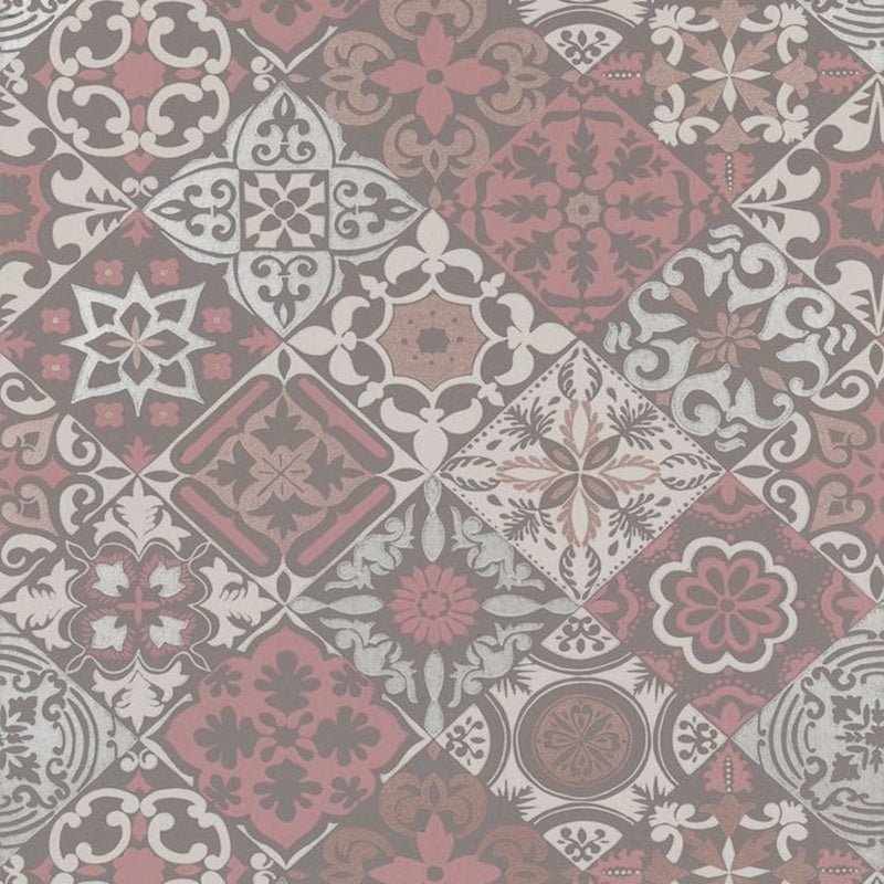 Cervo Wallpaper - Brick Red/Gold/Gilver - Osborne & Little - W7211-03 - Premier Wallcovering