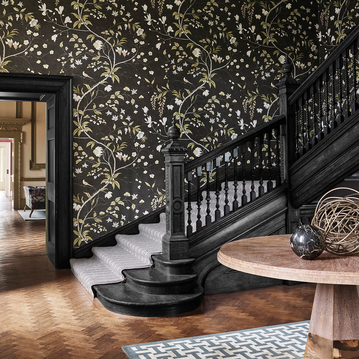 Chambalon Trail Wallpaper - Antique Gold/Vine Black - ZDAR312850 - Zoffany - Premier Wallcovering