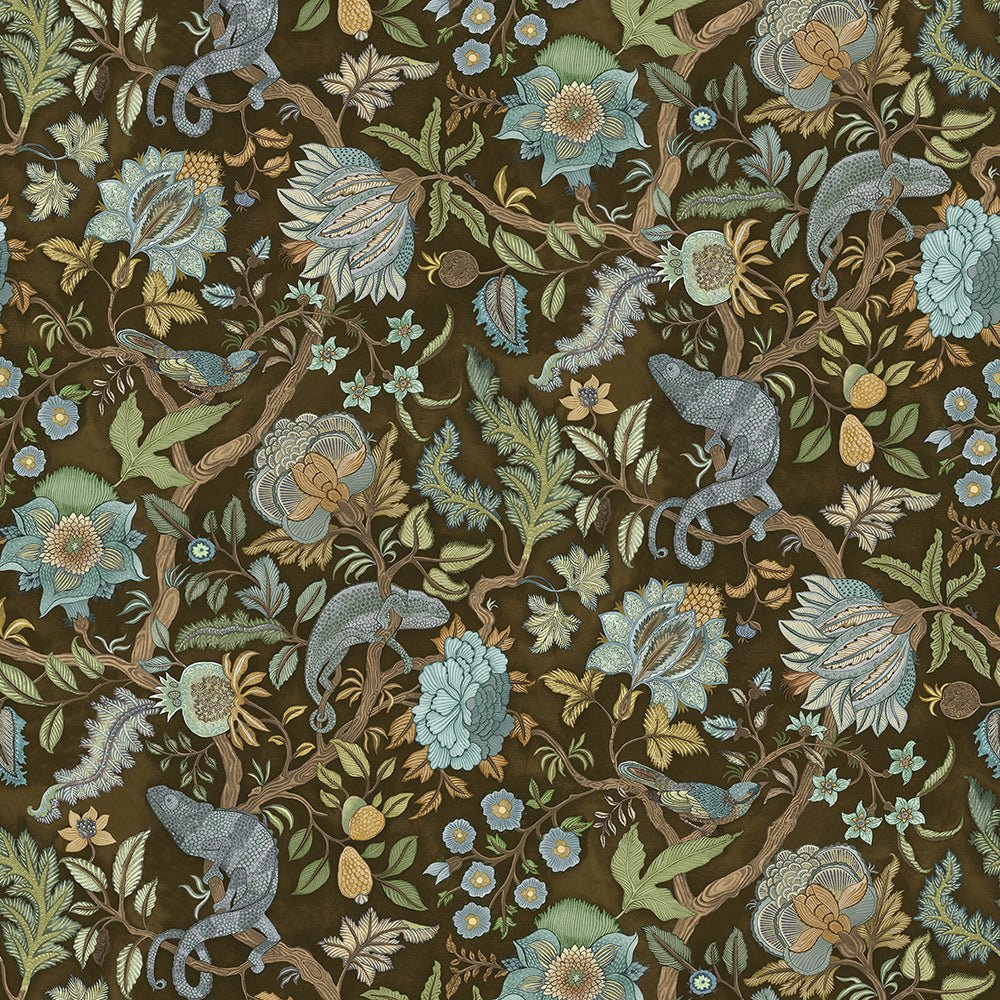 Chameleon Trail Wallpaper - Dark Brown and Blue - Josephine Munsey - JMW-102221 - Premier Wallcovering