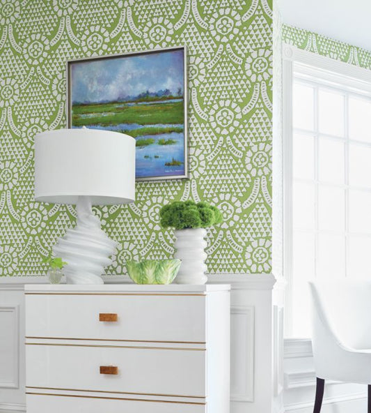 Chamomile Wallpaper - Blue & White - Thibaut - T14314 - Premier Wallcovering