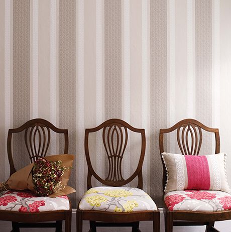 Chantilly Stripe Wallpaper - Beige/White - Osborne & Little - W6595-01 - Premier Wallcovering