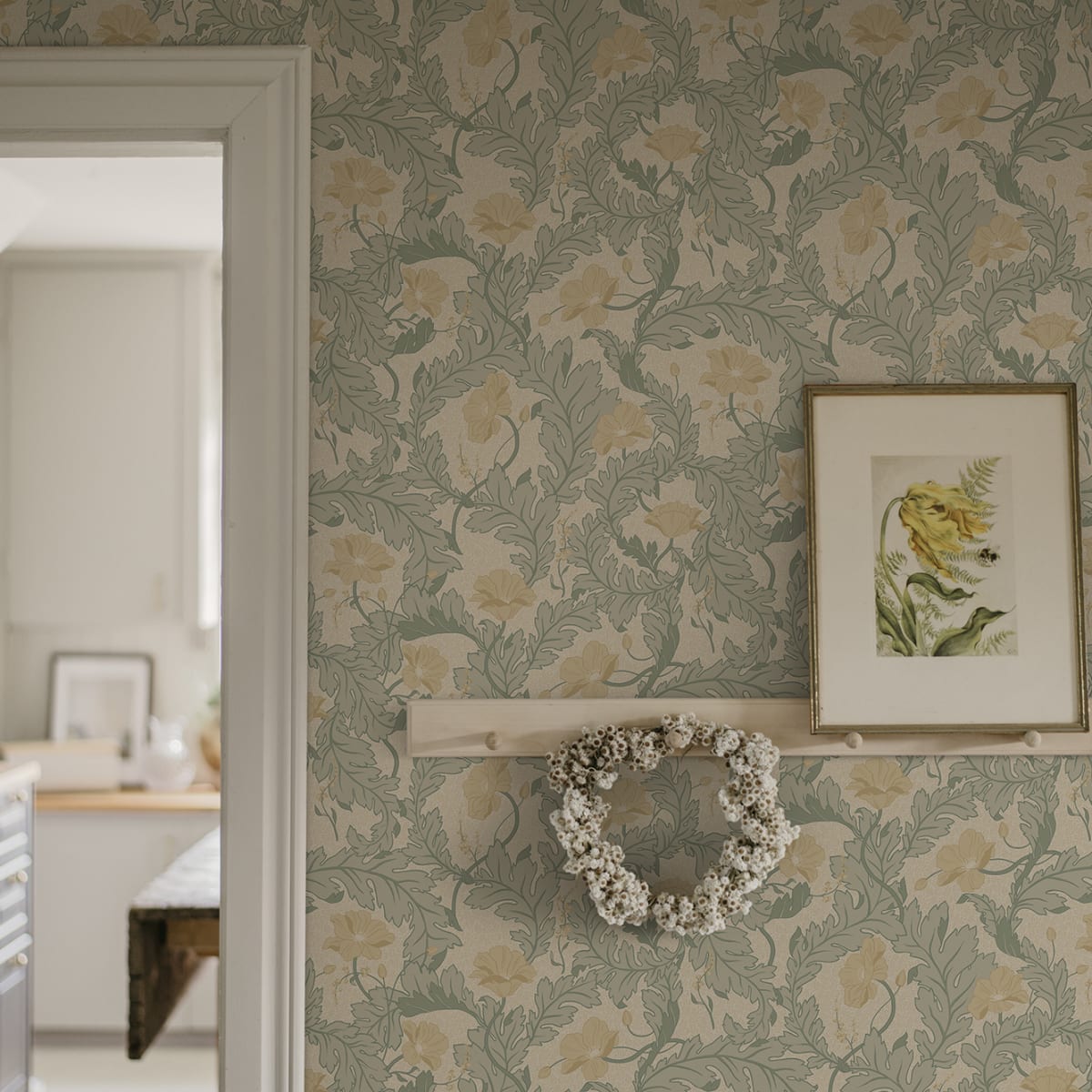 Charlotta Wallpaper - Yellow - Sandberg - S10560 - Premier Wallcovering