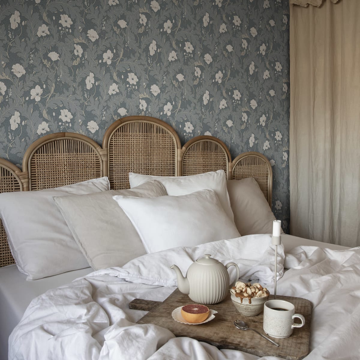 Charlotta Wallpaper - Petrol - Sandberg - 830-66 - Premier Wallcovering