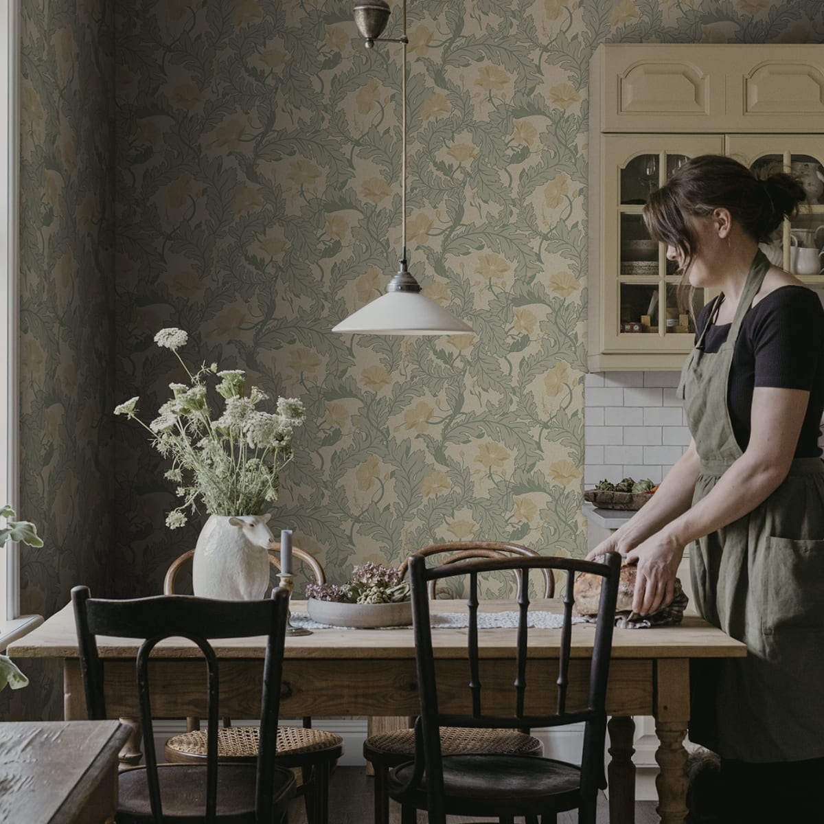 Charlotta Wallpaper - Yellow - Sandberg - S10560 - Premier Wallcovering