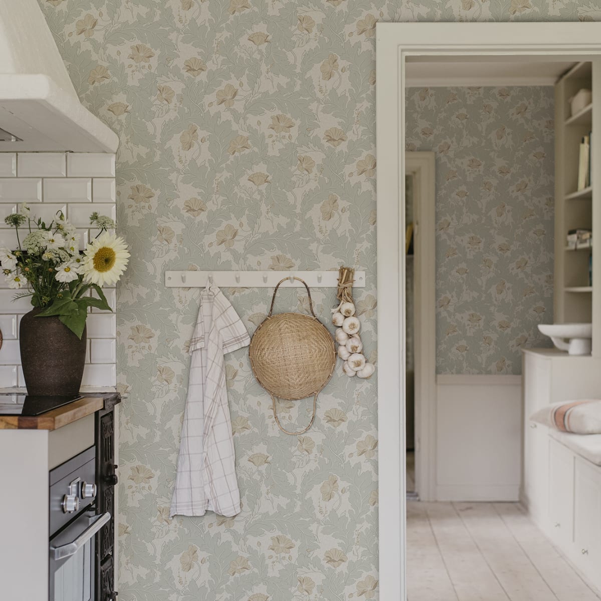 Charlotta Wallpaper - Spring Green - Sandberg - 830-28 - Premier Wallcovering