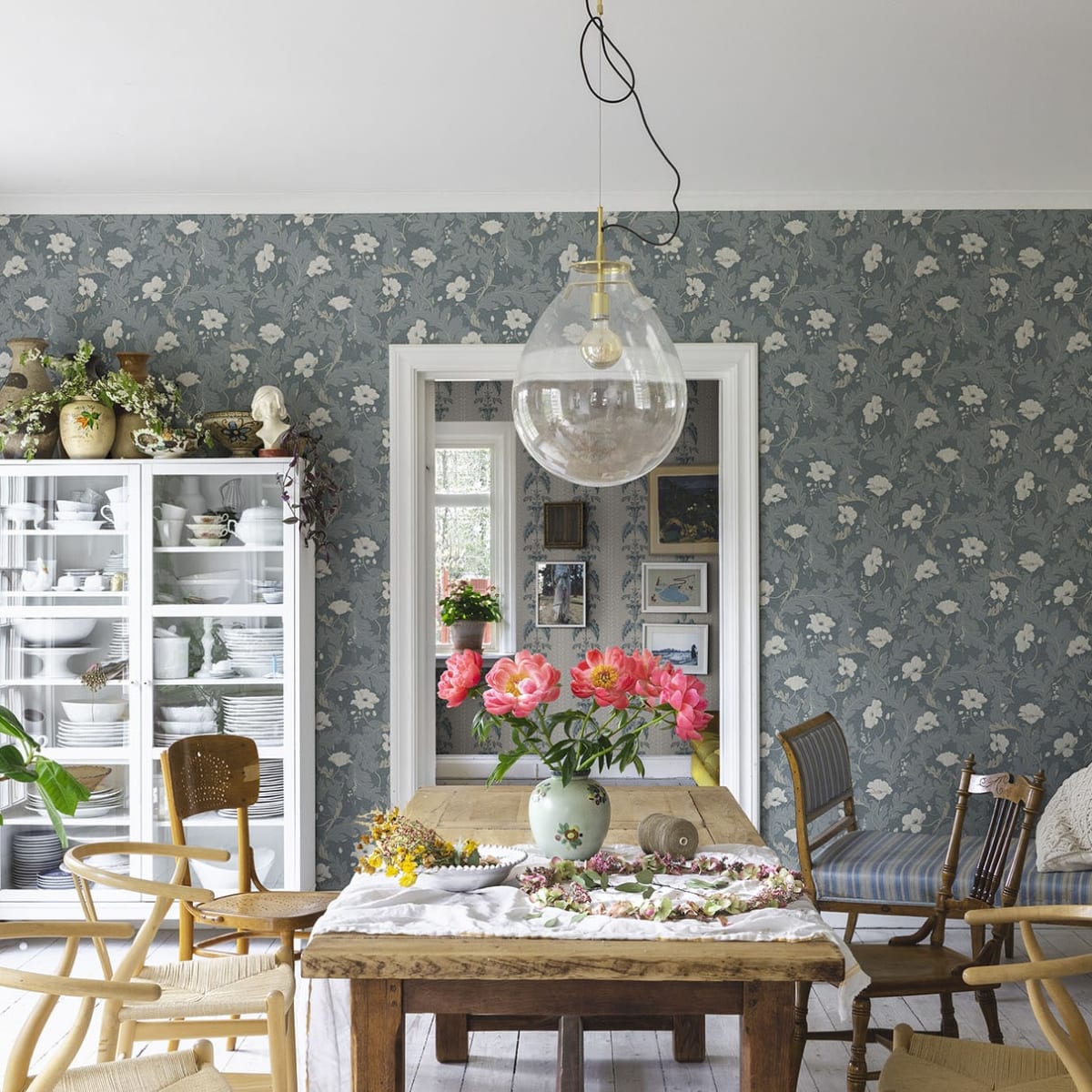 Charlotta Wallpaper - Petrol - Sandberg - 830-66 - Premier Wallcovering