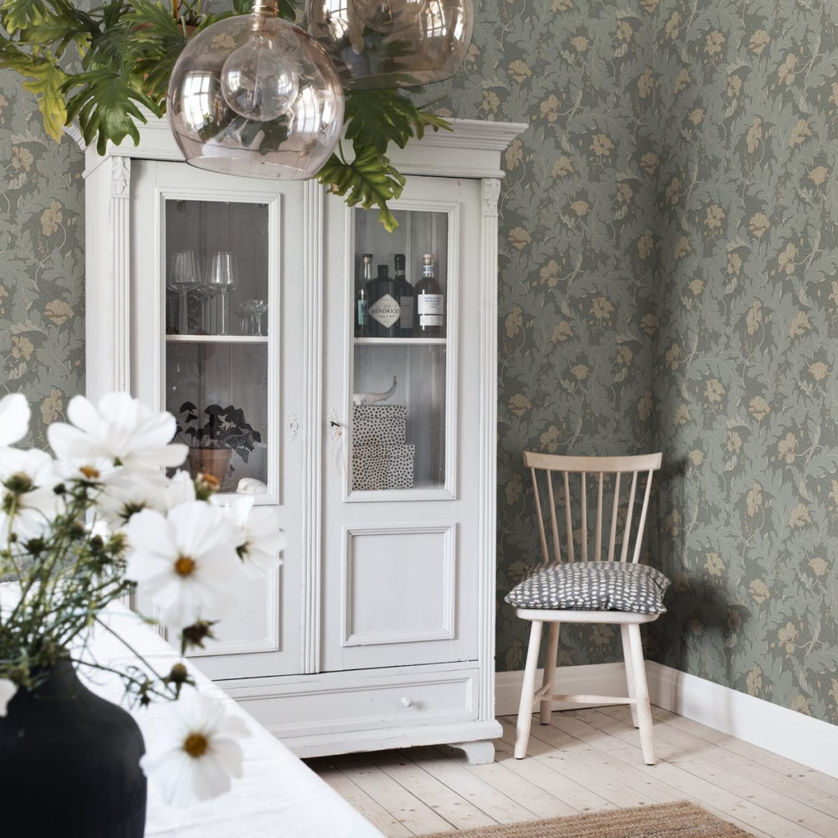 Charlotta Wallpaper - Forest Green - Sandberg - 830-78 - Premier Wallcovering